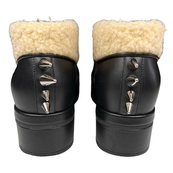 Gucci Harlem Black Leather Stud Shearling Combat Ankle Boots EU 36.5 US 6.5 - Picture 6 of 14